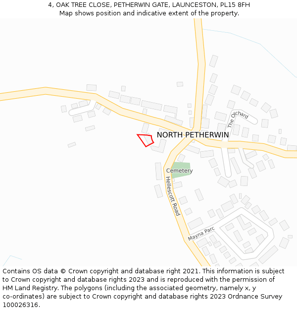 4, OAK TREE CLOSE, PETHERWIN GATE, LAUNCESTON, PL15 8FH: Location map and indicative extent of plot