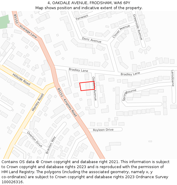 4, OAKDALE AVENUE, FRODSHAM, WA6 6PY: Location map and indicative extent of plot