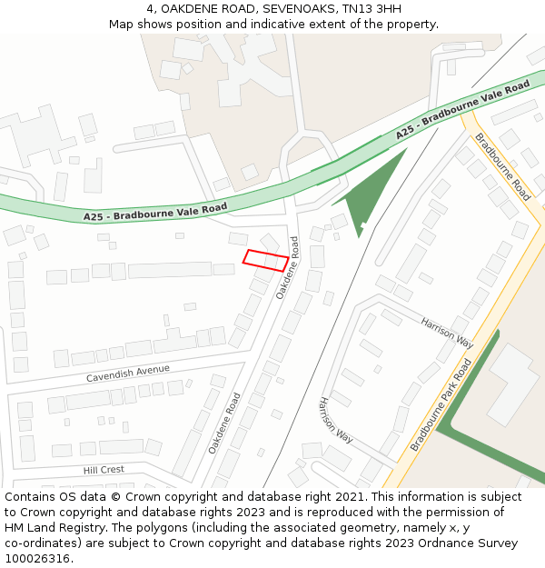 4, OAKDENE ROAD, SEVENOAKS, TN13 3HH: Location map and indicative extent of plot