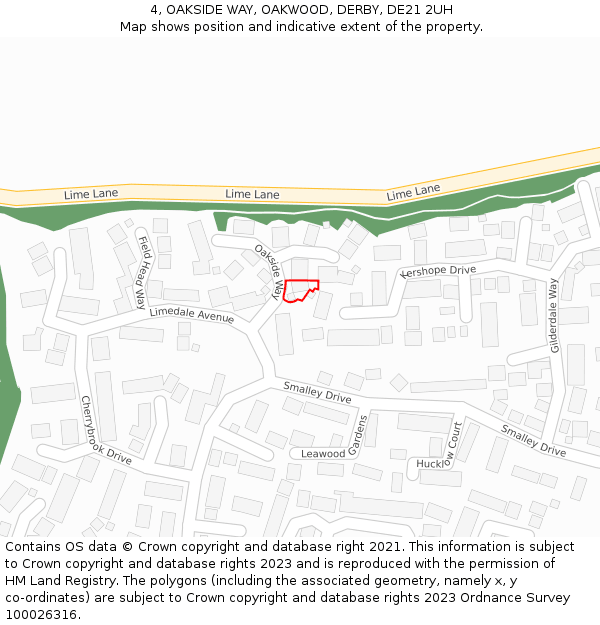 4, OAKSIDE WAY, OAKWOOD, DERBY, DE21 2UH: Location map and indicative extent of plot
