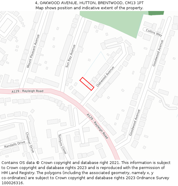 4, OAKWOOD AVENUE, HUTTON, BRENTWOOD, CM13 1PT: Location map and indicative extent of plot