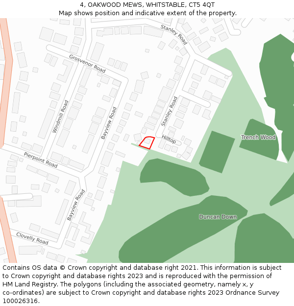 4, OAKWOOD MEWS, WHITSTABLE, CT5 4QT: Location map and indicative extent of plot