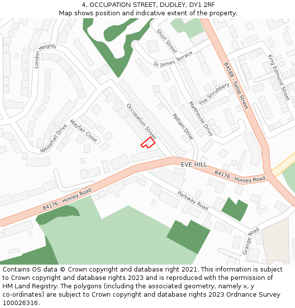 4, OCCUPATION STREET, DUDLEY, DY1 2RF: Location map and indicative extent of plot