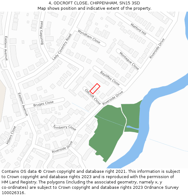 4, ODCROFT CLOSE, CHIPPENHAM, SN15 3SD: Location map and indicative extent of plot