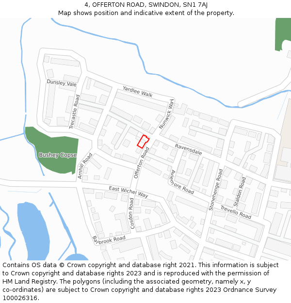 4, OFFERTON ROAD, SWINDON, SN1 7AJ: Location map and indicative extent of plot