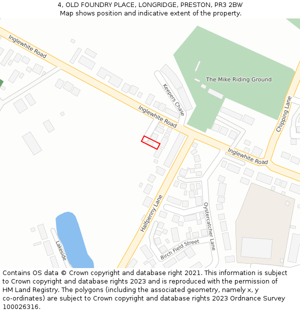 4, OLD FOUNDRY PLACE, LONGRIDGE, PRESTON, PR3 2BW: Location map and indicative extent of plot