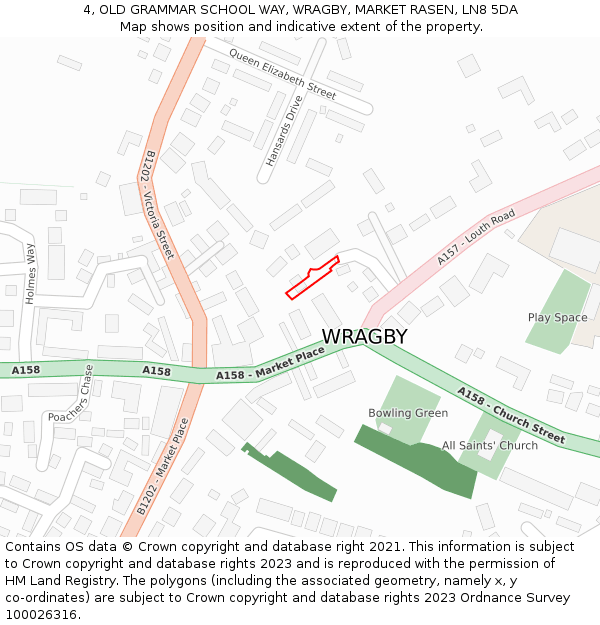 4, OLD GRAMMAR SCHOOL WAY, WRAGBY, MARKET RASEN, LN8 5DA: Location map and indicative extent of plot
