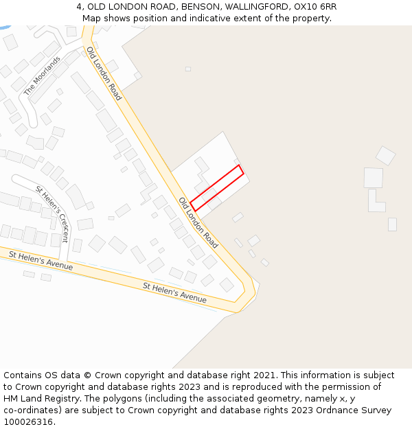 4, OLD LONDON ROAD, BENSON, WALLINGFORD, OX10 6RR: Location map and indicative extent of plot