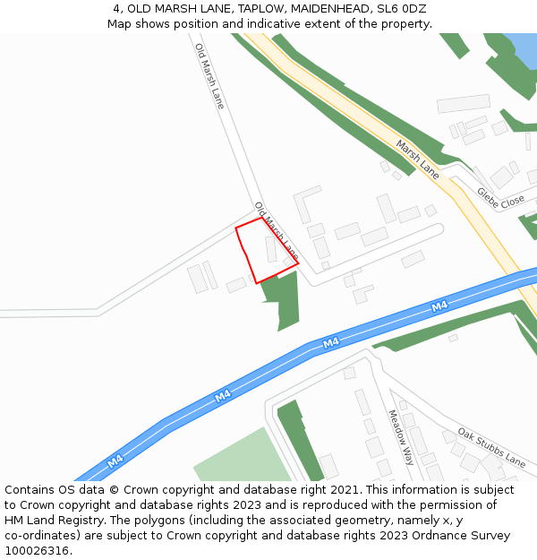 4, OLD MARSH LANE, TAPLOW, MAIDENHEAD, SL6 0DZ: Location map and indicative extent of plot