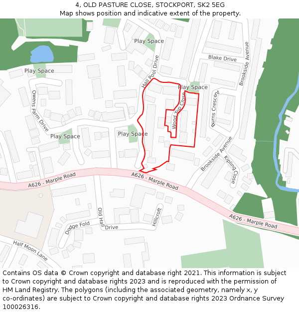 4, OLD PASTURE CLOSE, STOCKPORT, SK2 5EG: Location map and indicative extent of plot