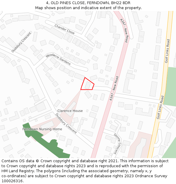4, OLD PINES CLOSE, FERNDOWN, BH22 8DR: Location map and indicative extent of plot