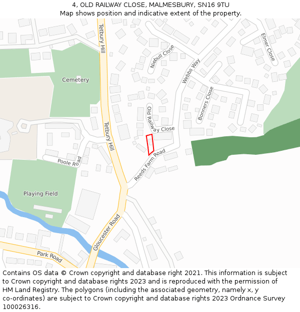 4, OLD RAILWAY CLOSE, MALMESBURY, SN16 9TU: Location map and indicative extent of plot