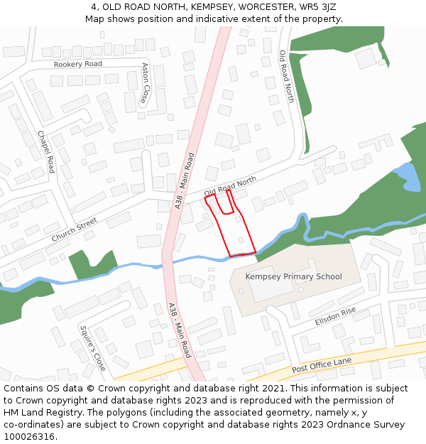 4, OLD ROAD NORTH, KEMPSEY, WORCESTER, WR5 3JZ: Location map and indicative extent of plot