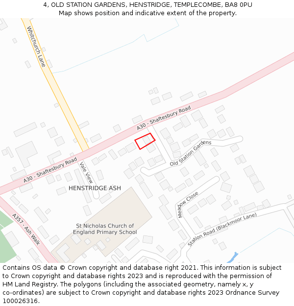 4, OLD STATION GARDENS, HENSTRIDGE, TEMPLECOMBE, BA8 0PU: Location map and indicative extent of plot