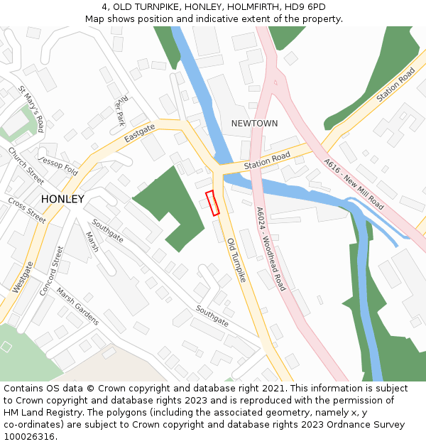 4, OLD TURNPIKE, HONLEY, HOLMFIRTH, HD9 6PD: Location map and indicative extent of plot