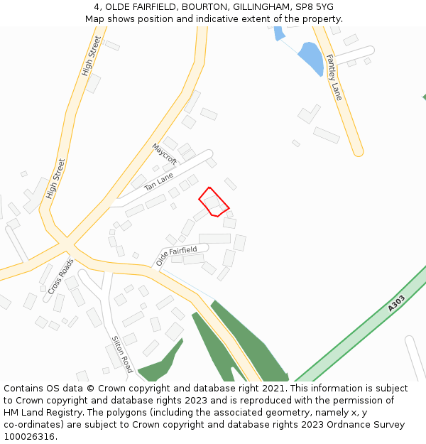 4, OLDE FAIRFIELD, BOURTON, GILLINGHAM, SP8 5YG: Location map and indicative extent of plot