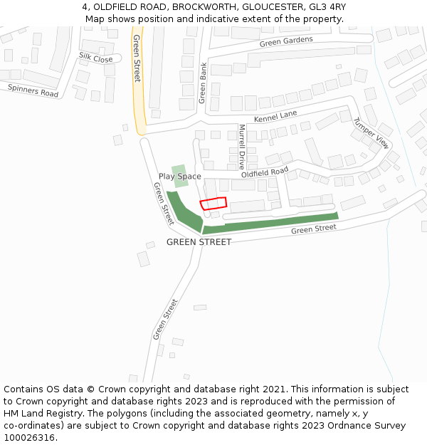 4, OLDFIELD ROAD, BROCKWORTH, GLOUCESTER, GL3 4RY: Location map and indicative extent of plot
