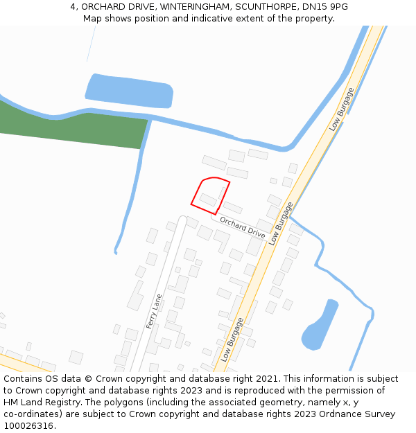 4, ORCHARD DRIVE, WINTERINGHAM, SCUNTHORPE, DN15 9PG: Location map and indicative extent of plot