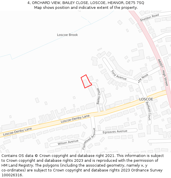 4, ORCHARD VIEW, BAILEY CLOSE, LOSCOE, HEANOR, DE75 7SQ: Location map and indicative extent of plot