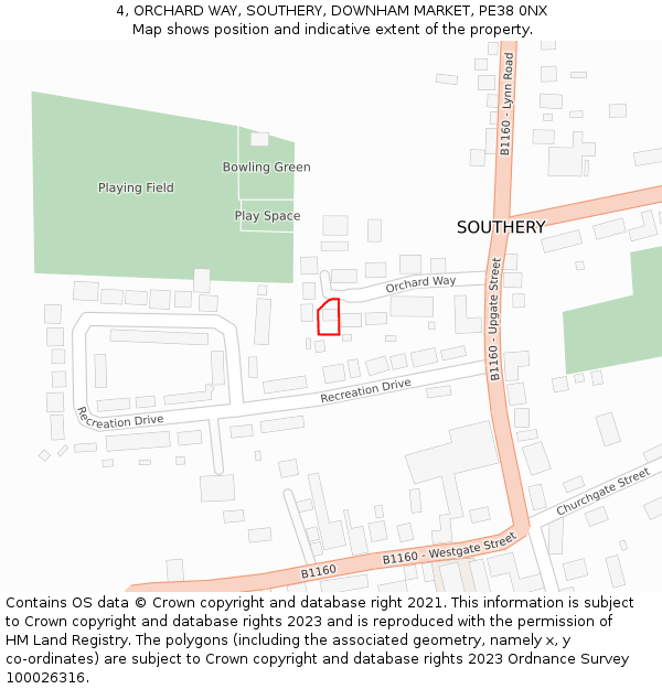 4, ORCHARD WAY, SOUTHERY, DOWNHAM MARKET, PE38 0NX: Location map and indicative extent of plot