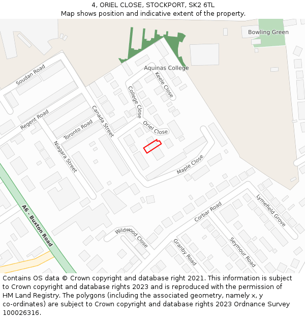 4, ORIEL CLOSE, STOCKPORT, SK2 6TL: Location map and indicative extent of plot
