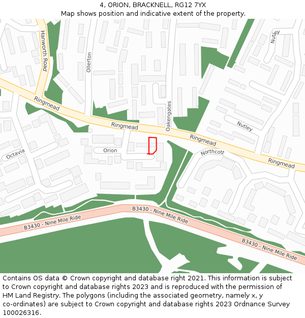 4, ORION, BRACKNELL, RG12 7YX: Location map and indicative extent of plot