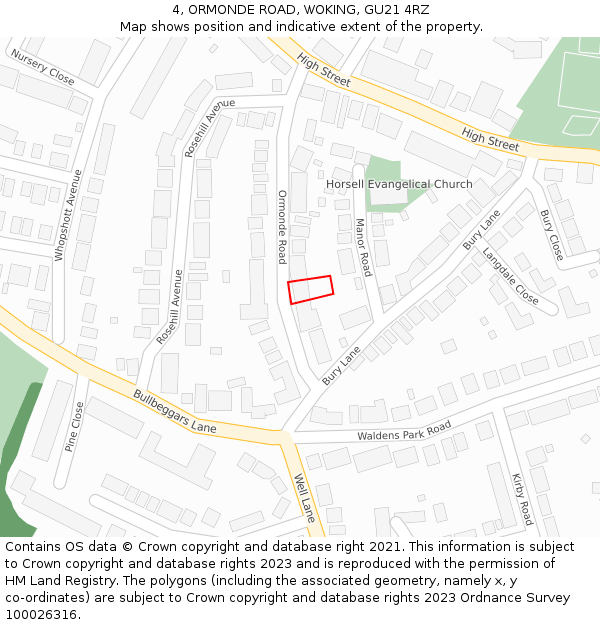 4, ORMONDE ROAD, WOKING, GU21 4RZ: Location map and indicative extent of plot