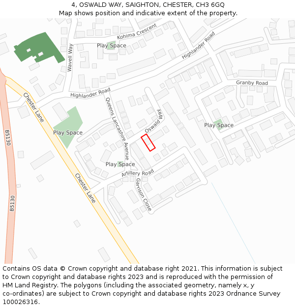 4, OSWALD WAY, SAIGHTON, CHESTER, CH3 6GQ: Location map and indicative extent of plot