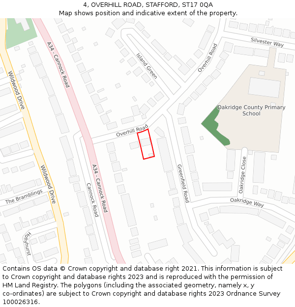 4, OVERHILL ROAD, STAFFORD, ST17 0QA: Location map and indicative extent of plot