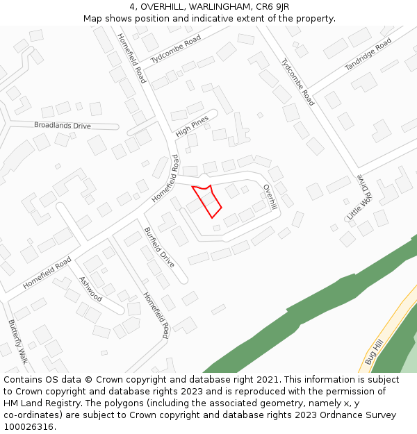 4, OVERHILL, WARLINGHAM, CR6 9JR: Location map and indicative extent of plot