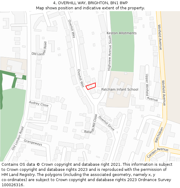 4, OVERHILL WAY, BRIGHTON, BN1 8WP: Location map and indicative extent of plot