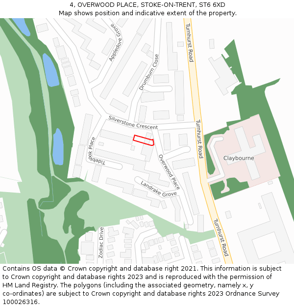 4, OVERWOOD PLACE, STOKE-ON-TRENT, ST6 6XD: Location map and indicative extent of plot