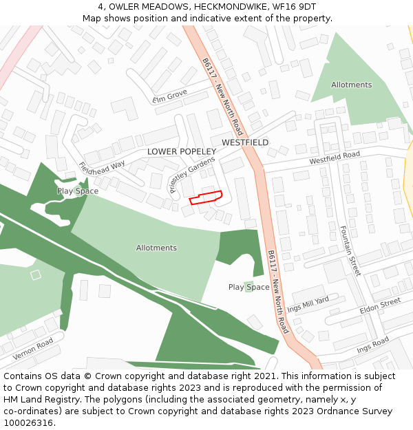 4, OWLER MEADOWS, HECKMONDWIKE, WF16 9DT: Location map and indicative extent of plot