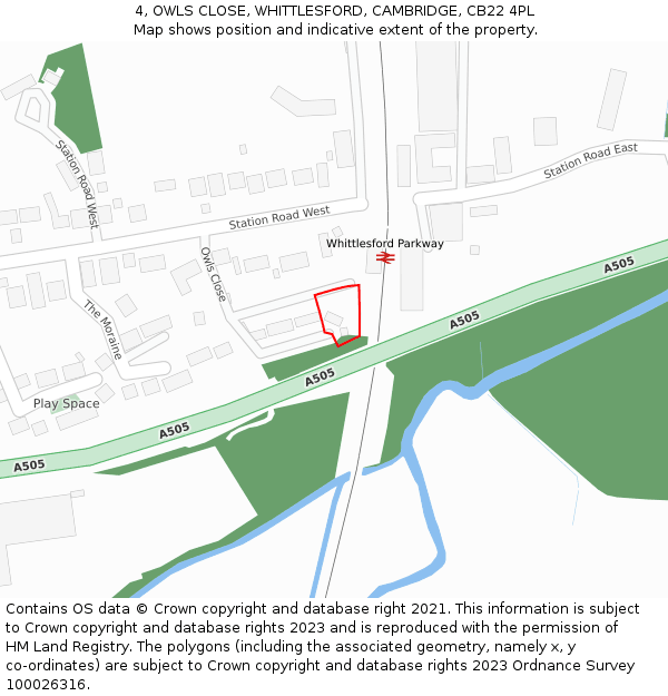 4, OWLS CLOSE, WHITTLESFORD, CAMBRIDGE, CB22 4PL: Location map and indicative extent of plot