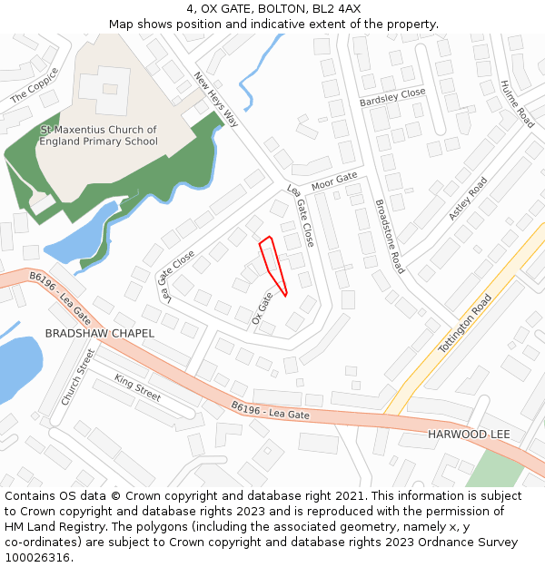 4, OX GATE, BOLTON, BL2 4AX: Location map and indicative extent of plot