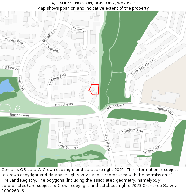 4, OXHEYS, NORTON, RUNCORN, WA7 6UB: Location map and indicative extent of plot