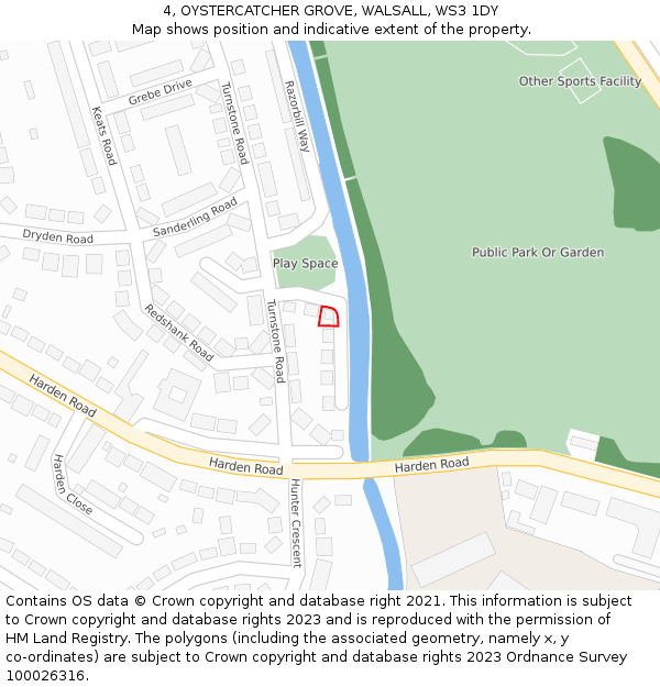 4, OYSTERCATCHER GROVE, WALSALL, WS3 1DY: Location map and indicative extent of plot