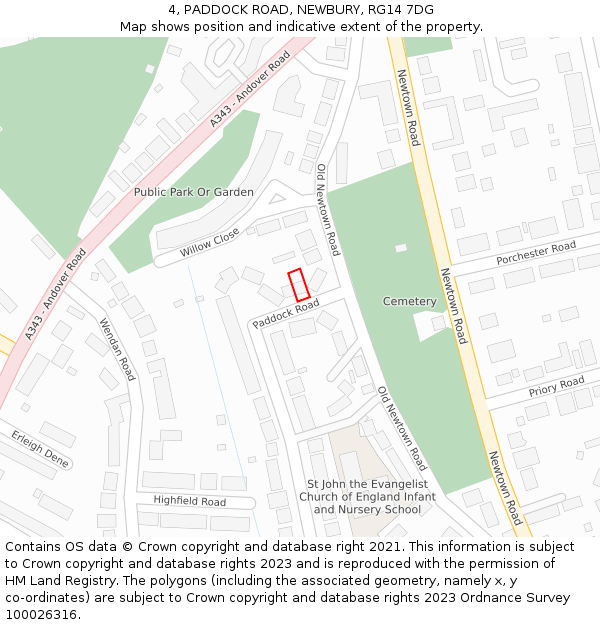 4, PADDOCK ROAD, NEWBURY, RG14 7DG: Location map and indicative extent of plot
