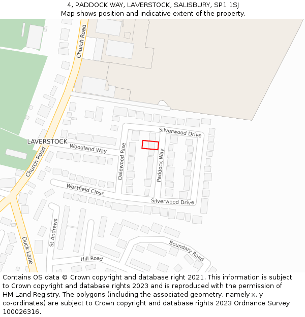 4, PADDOCK WAY, LAVERSTOCK, SALISBURY, SP1 1SJ: Location map and indicative extent of plot