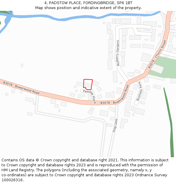 4, PADSTOW PLACE, FORDINGBRIDGE, SP6 1BT: Location map and indicative extent of plot