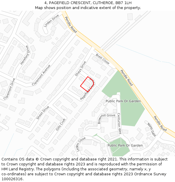 4, PAGEFIELD CRESCENT, CLITHEROE, BB7 1LH: Location map and indicative extent of plot