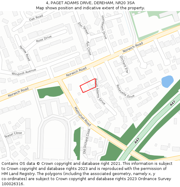 4, PAGET ADAMS DRIVE, DEREHAM, NR20 3SA: Location map and indicative extent of plot