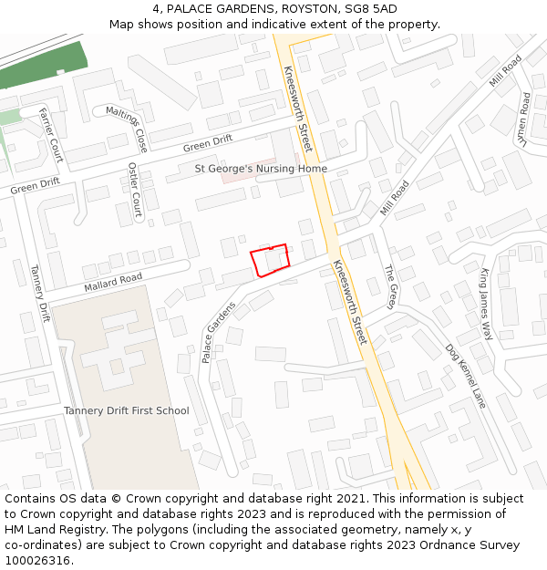 4, PALACE GARDENS, ROYSTON, SG8 5AD: Location map and indicative extent of plot