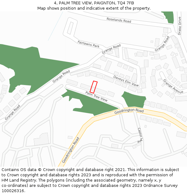 4, PALM TREE VIEW, PAIGNTON, TQ4 7FB: Location map and indicative extent of plot
