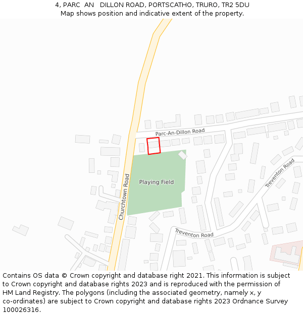 4, PARC  AN   DILLON ROAD, PORTSCATHO, TRURO, TR2 5DU: Location map and indicative extent of plot