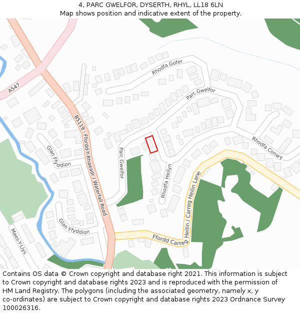 4, PARC GWELFOR, DYSERTH, RHYL, LL18 6LN: Location map and indicative extent of plot