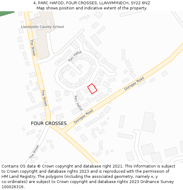 4, PARC HAFOD, FOUR CROSSES, LLANYMYNECH, SY22 6NZ: Location map and indicative extent of plot