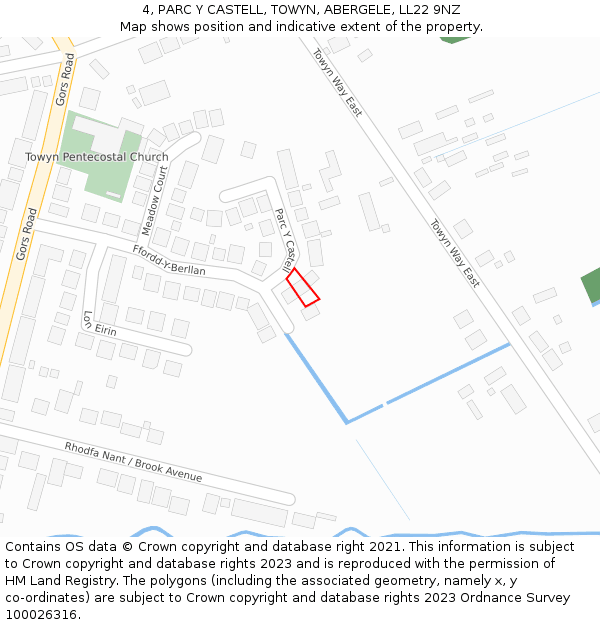 4, PARC Y CASTELL, TOWYN, ABERGELE, LL22 9NZ: Location map and indicative extent of plot