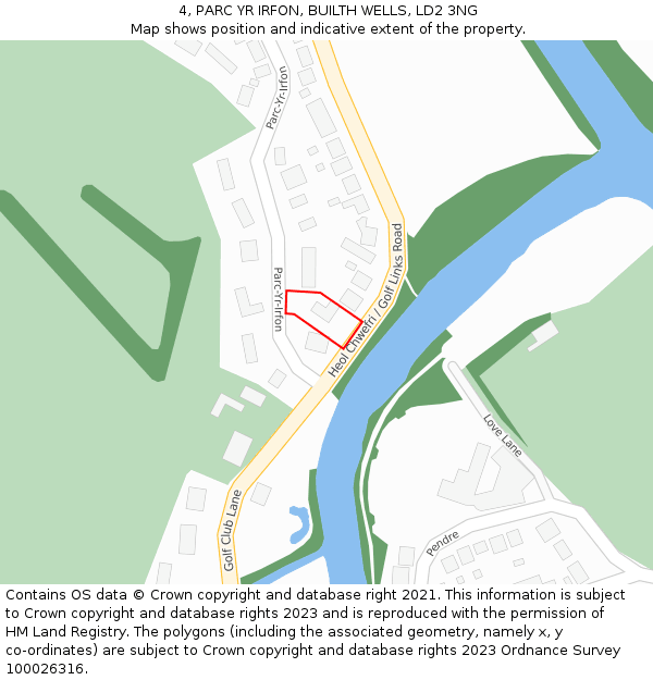 4, PARC YR IRFON, BUILTH WELLS, LD2 3NG: Location map and indicative extent of plot