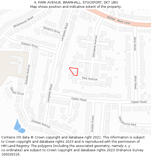 4, PARK AVENUE, BRAMHALL, STOCKPORT, SK7 1BN: Location map and indicative extent of plot